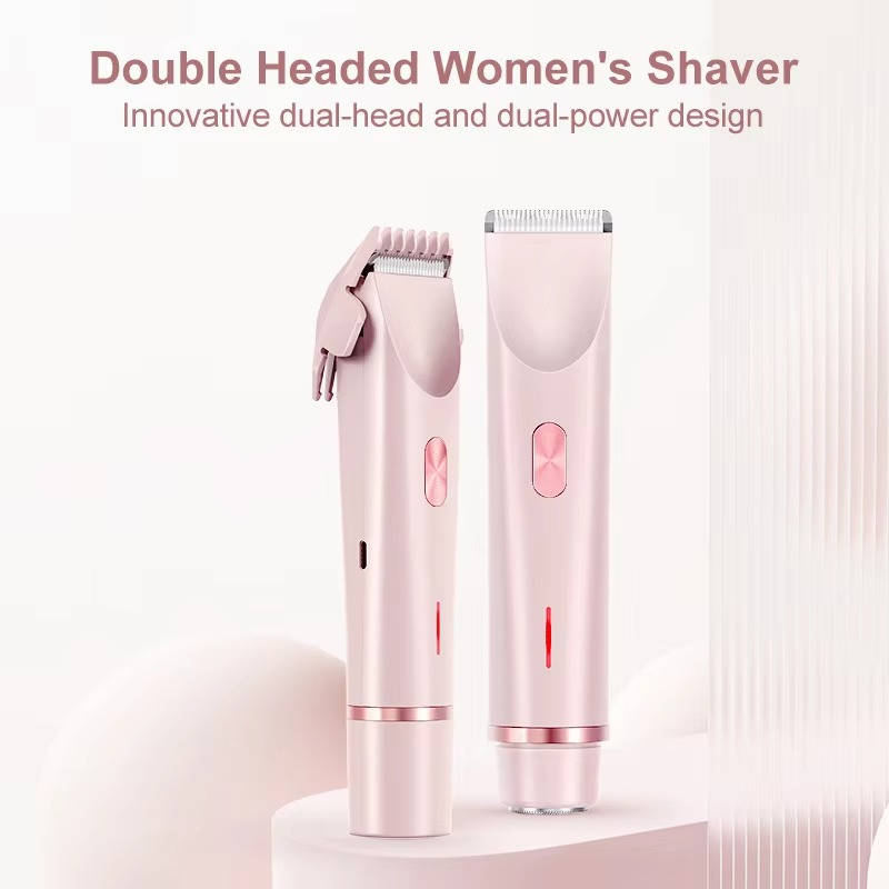 Cordless women's bikini and body trimmer for painless hair removal, achieving smooth skin.