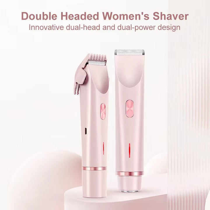 Cordless women's bikini and body trimmer for painless hair removal, achieving smooth skin.