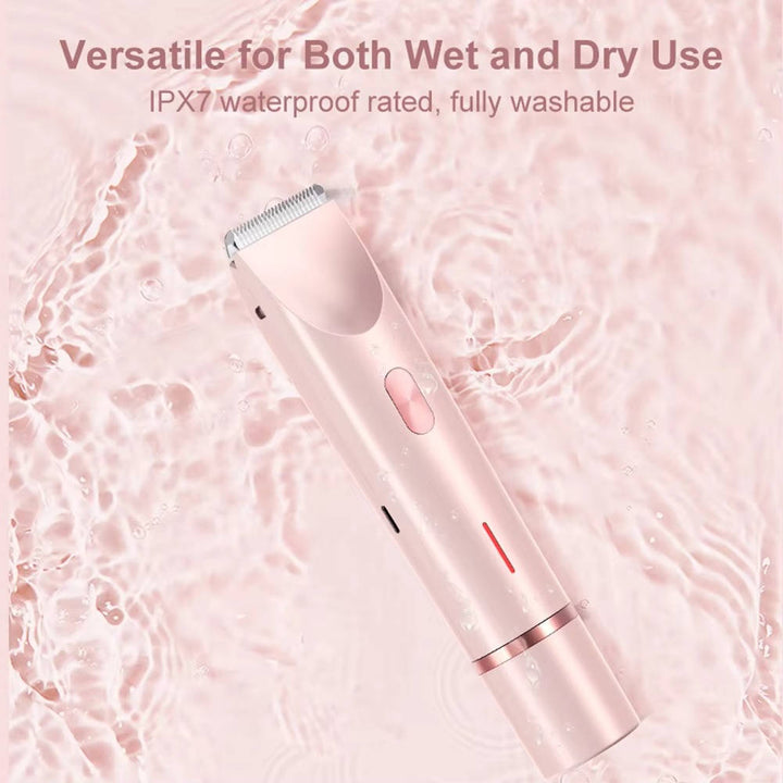 Dual head women's personal care trimmer for painless facial, bikini & body hair removal.