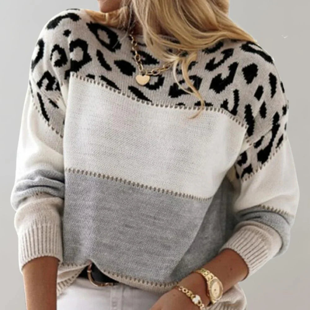 Pascaline long sleeve leopard print top, a stylish and comfortable women's sweater