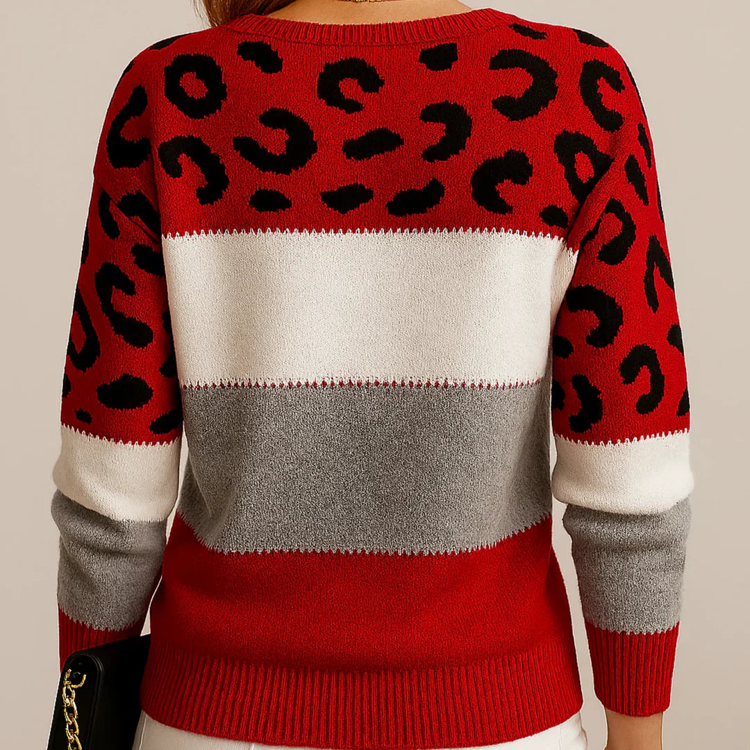 Pascaline women's knit sweater with trendy leopard print, ideal for casual wear