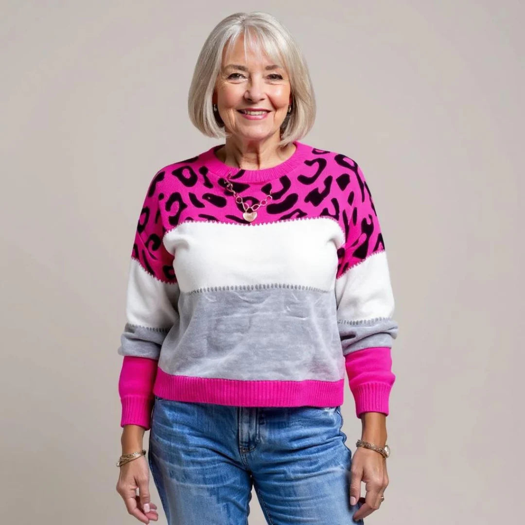 Long sleeve leopard print women's sweater by Pascaline, combining fashion and comfort