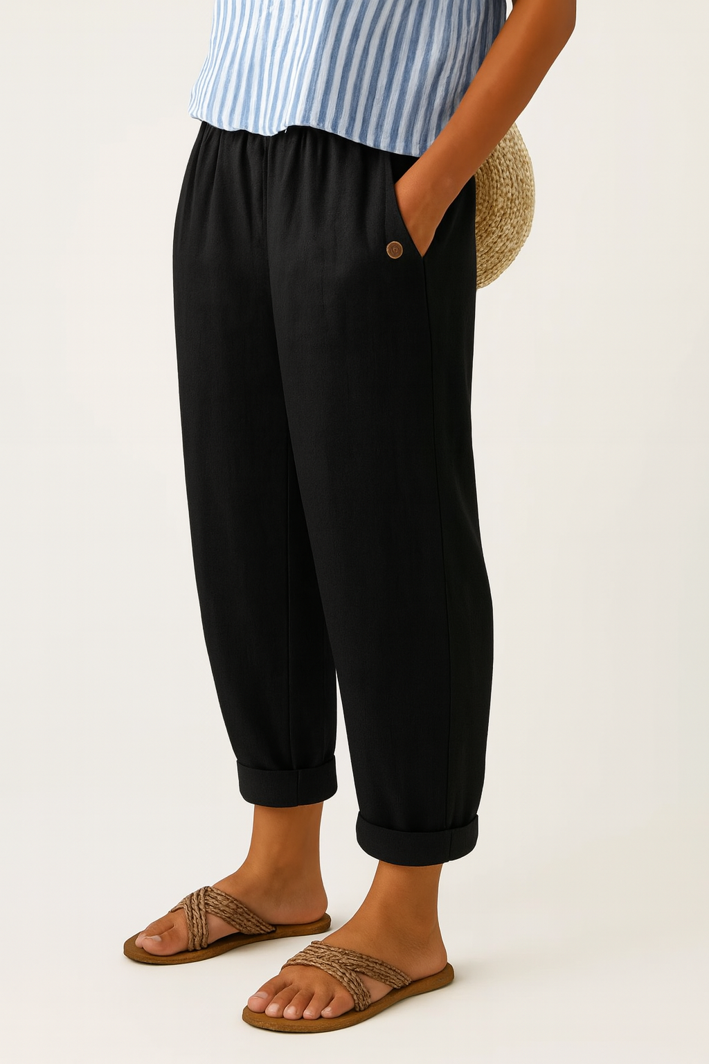 Everyday women's straight-leg cotton-blend trousers, offering comfort & style.
