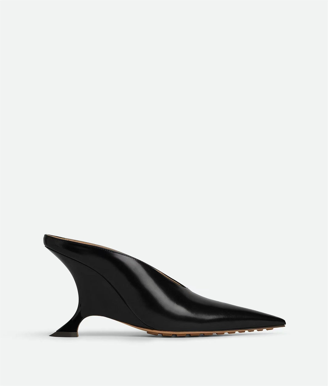 Sophisticated women's evening mules: metallic sheen, pointed design, stable wedge, sculpted heel.