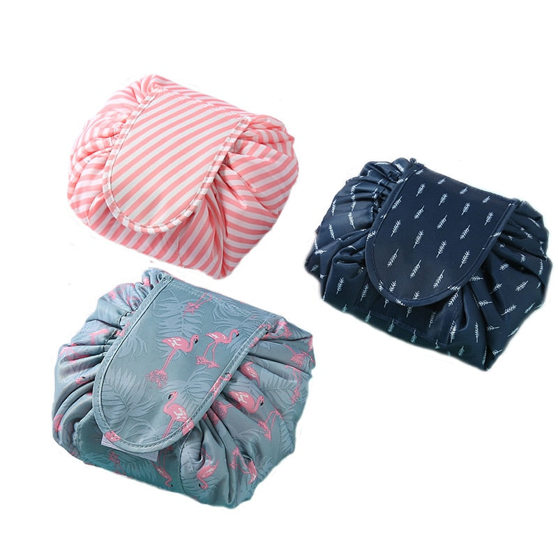 Women's portable drawstring cosmetic travel bag, perfect for makeup & toiletries.