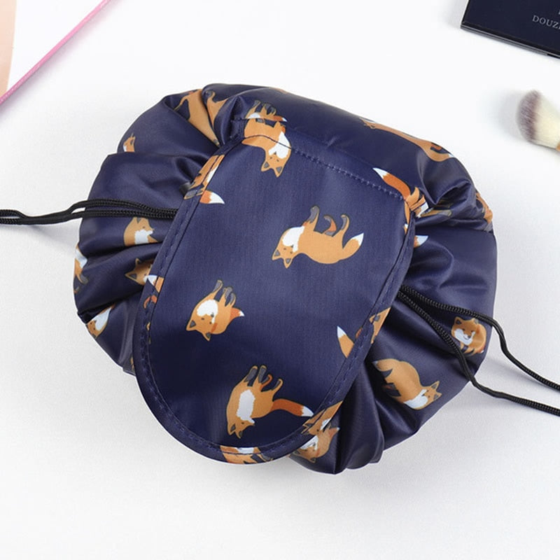 Durable women's portable drawstring bag, ideal for cosmetics & travel organization.