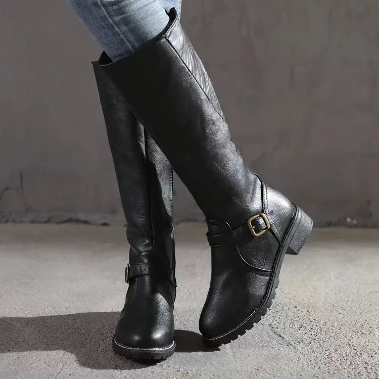 Women's premium orthopedic leather boots, side view, comfort everyday footwear