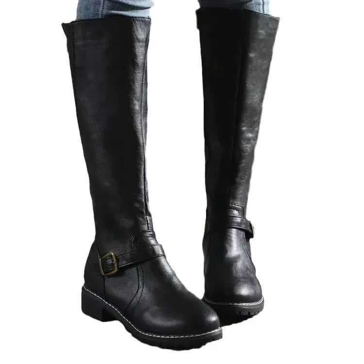 Women's fashion boots, orthopedic design, comfortable black leather, full length