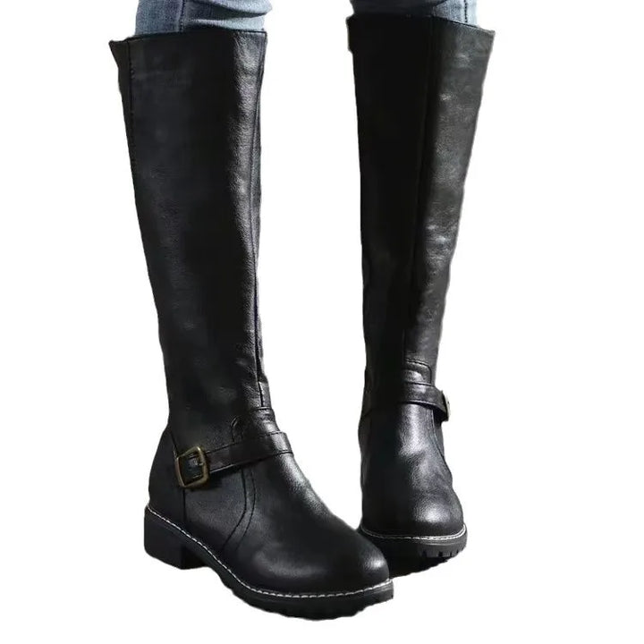 Women's fashion boots, orthopedic design, comfortable black leather, full length