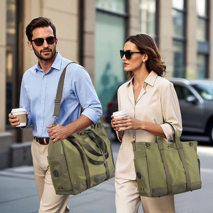 Ergonomic women's laptop tote bag, adjustable strap for comfortable carrying.