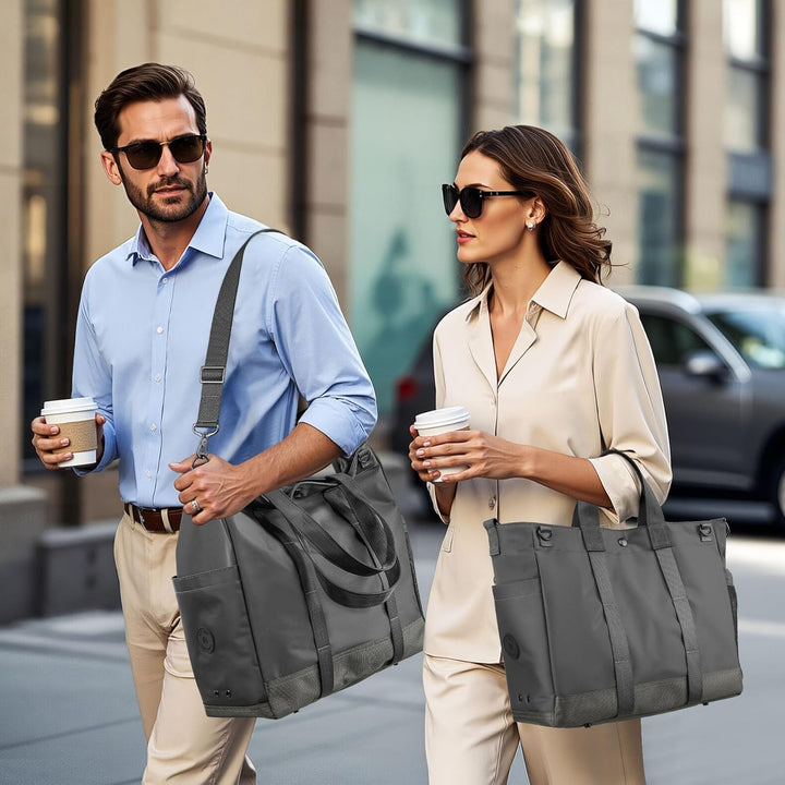 Practical women's laptop tote with an adjustable strap for on-the-go professionals.
