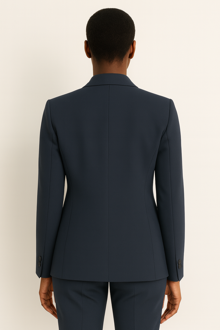 Matching women's trouser suit set with straight leg pants, elegant and stylish for office summer fashion.