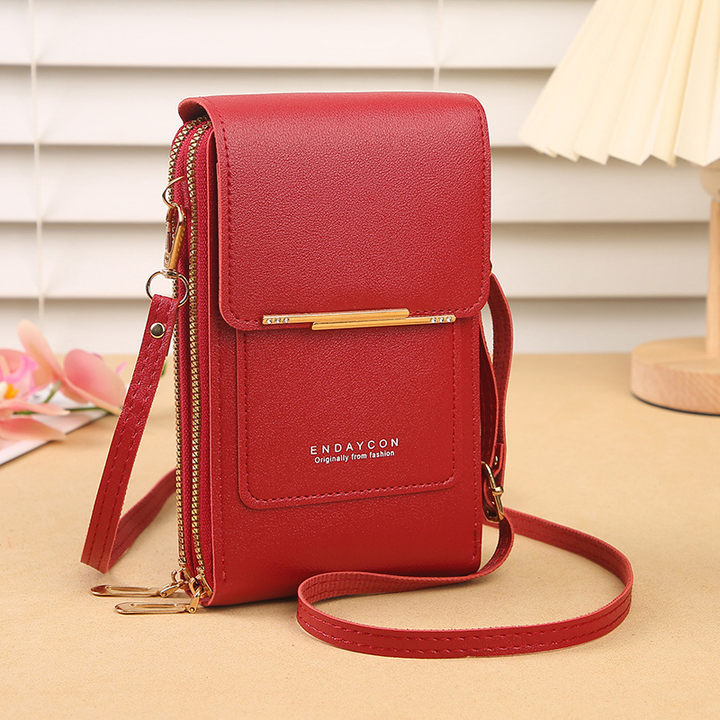 Women's PU leather touchscreen crossbody phone wallet bag, perfect for daily use & hands-free convenience.