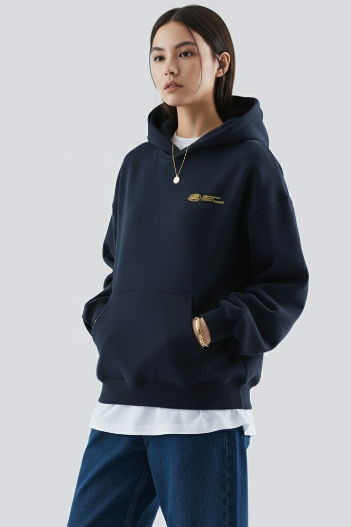 Stylish women's hoodie featuring an eye-catching graphic print, great for relaxed outfits.