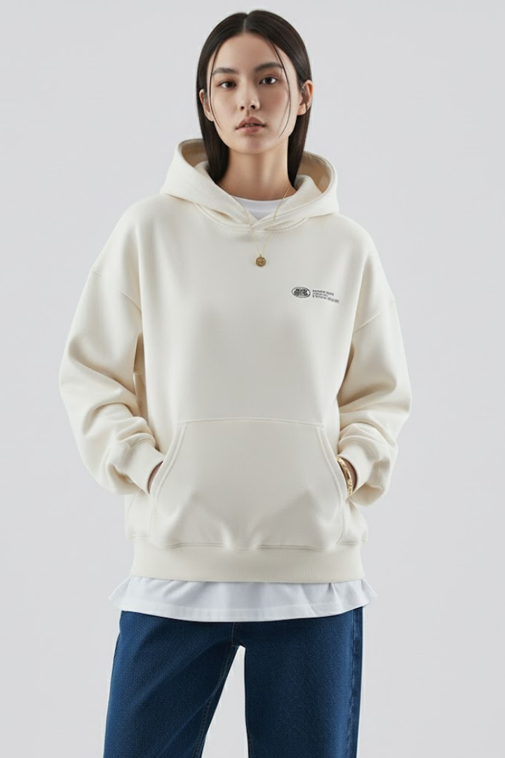 Everyday women's hoodie in a pullover style, adorned with a contemporary graphic print.