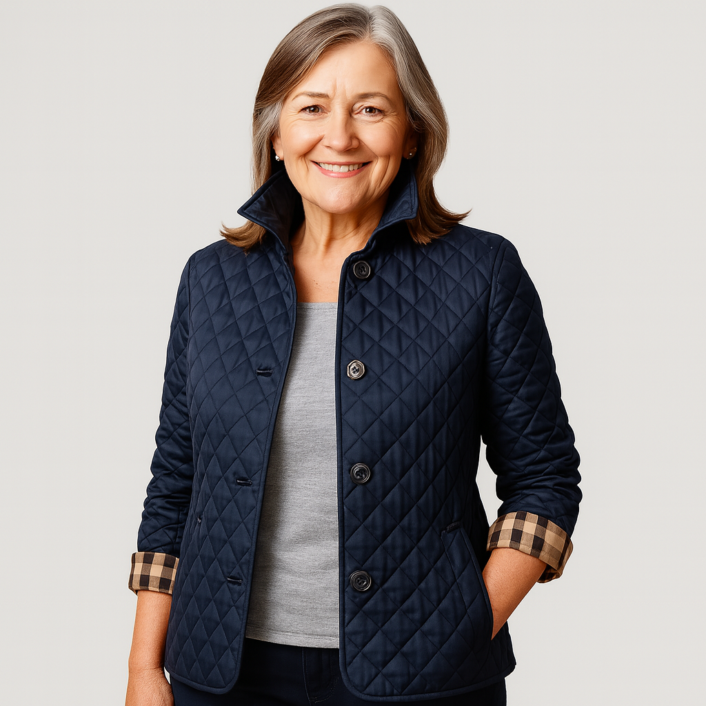 Women's quilted jacket with turned-down collar, perfect for autumn casual wear
