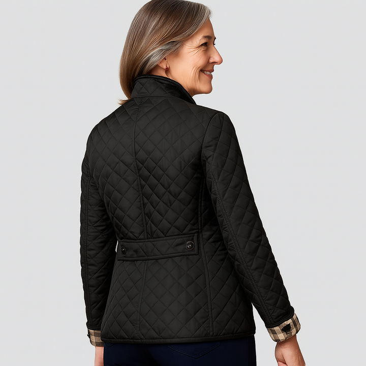 Autumn fashion essential: women's quilted jacket with elegant turned-down collar