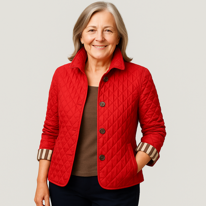 Casual women's quilted jacket featuring a classic turned-down collar