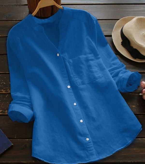 White relaxed fit button down blouse, essential women's summer top.
