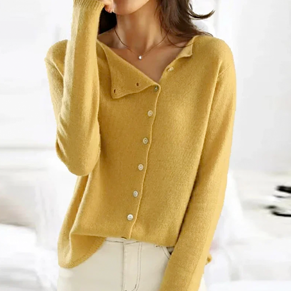 Versatile women's long sleeve button front cardigan with a relaxed fit for comfortable, chic layering.