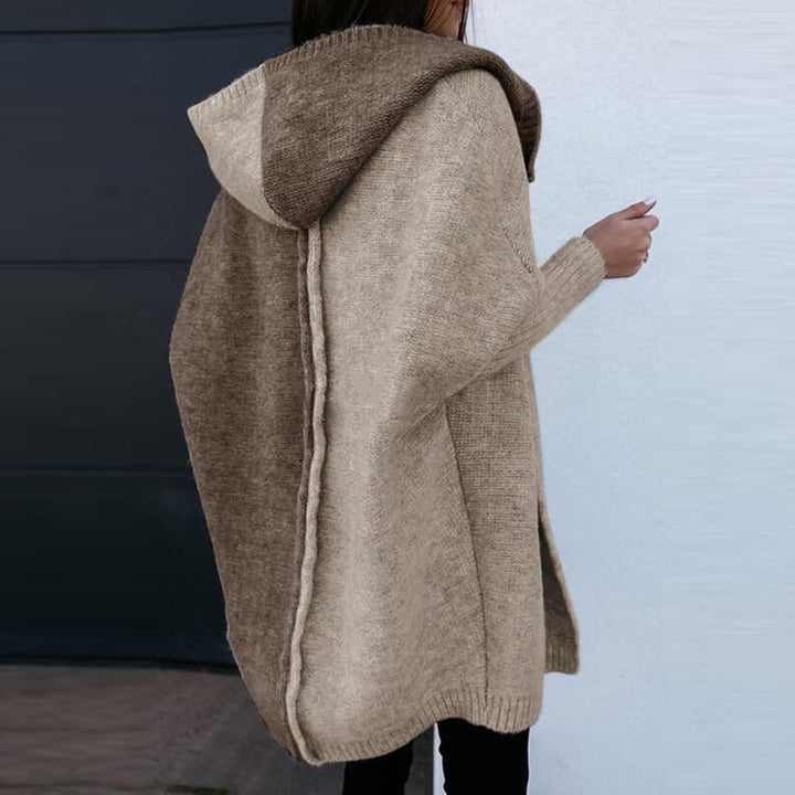 Fashionable women's knitwear cardigan, an open front, relaxed fit outerwear piece for casual style.