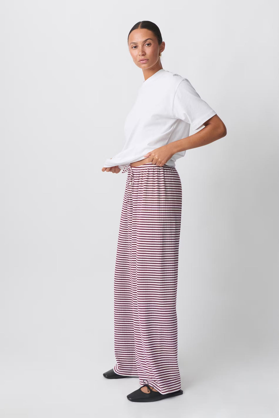 Stylish women's spring/summer striped pants with a comfortable relaxed silhouette