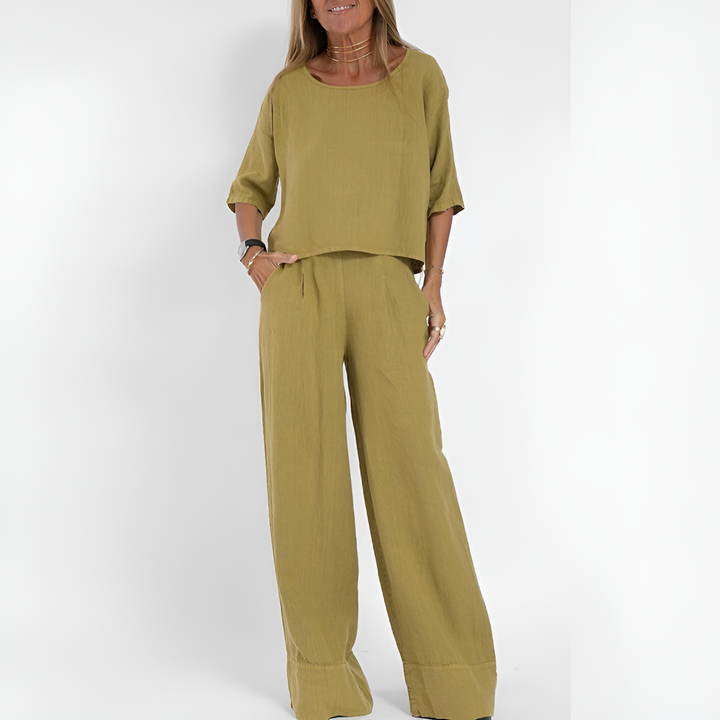 Comfortable women's polyester blend two piece outfit, relaxed fit for everyday or vacation