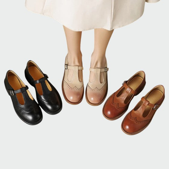 Black Mary Jane shoes, women's vintage style flats with a single strap for comfort