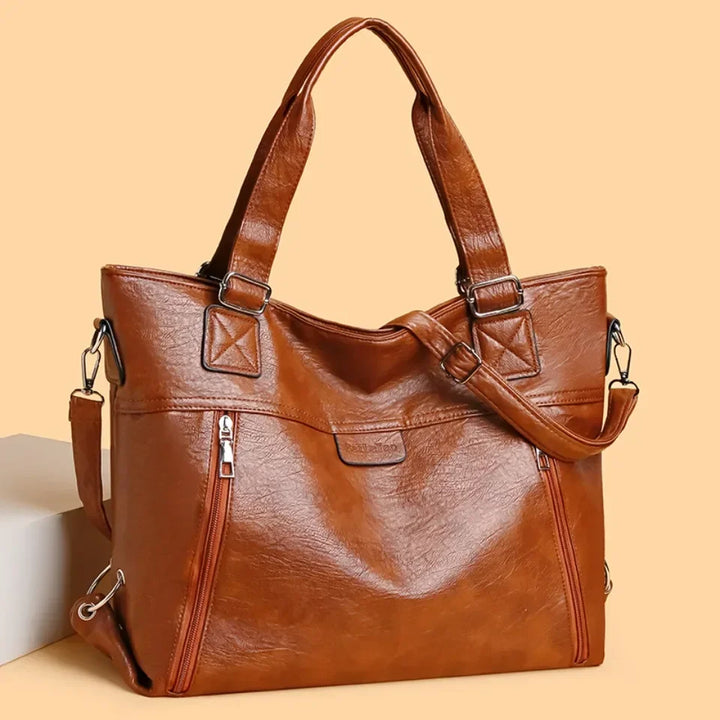Women's Retro Vintage Chic Shoulder Tote Bag in classic brown, perfect for everyday fashion.