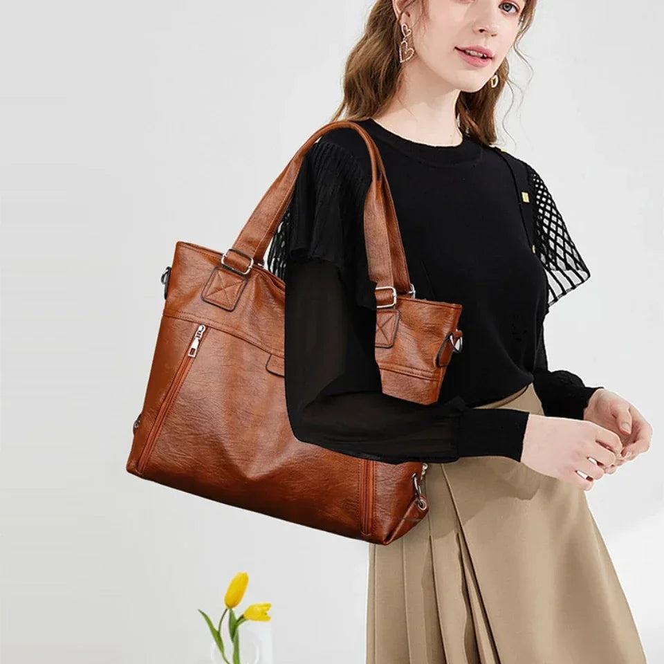 Stylish women's retro tote bag with a vintage design, ideal for casual wear.