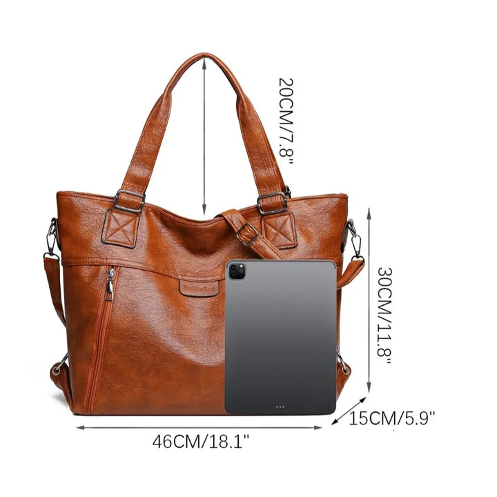 Retro-inspired women's shoulder tote bag with spacious interior for daily essentials.