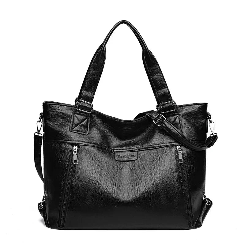 Versatile women's tote bag in a retro vintage style, easily worn on the shoulder.