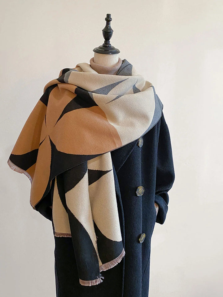 Luxurious reversible cashmere scarf for women. Elegant & warm winter fashion accessory.
