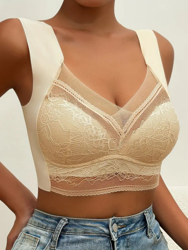 Back view of a woman in a seamless bra, showcasing its smooth lines under clothing.