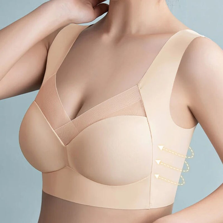 Seamless women's support bra from the side, showing smooth lines and comfortable everyday design.