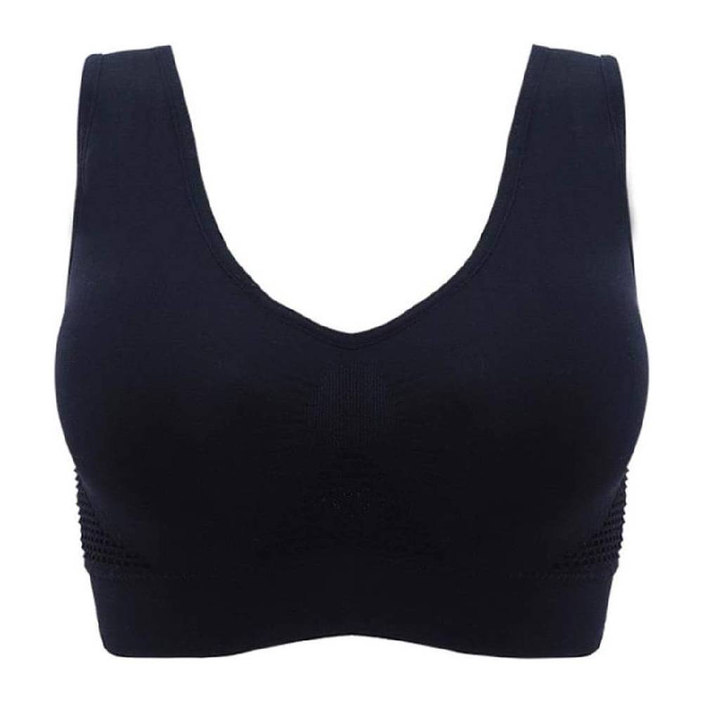 Breathable honeycomb design on a seamless women's comfort bra set for ultimate support and comfort.