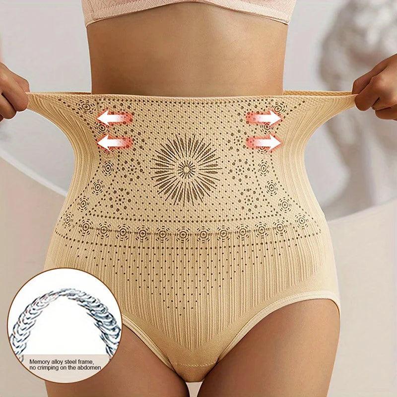 Women's new high-waist tummy control underwear, seamless design in black for smooth silhouette.