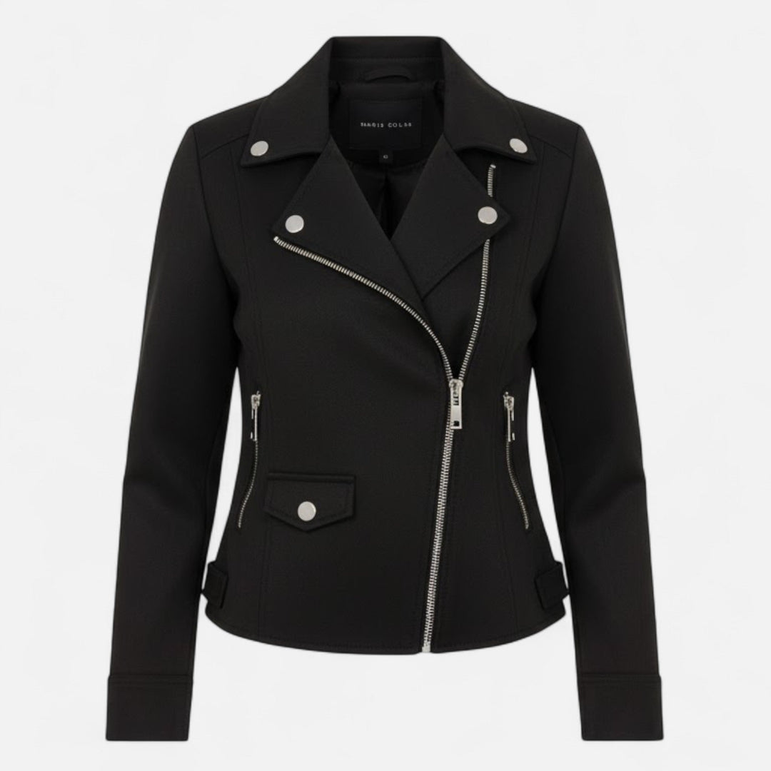 Spring fashion women's lapel zip jacket with pockets; a chic and versatile outerwear piece.