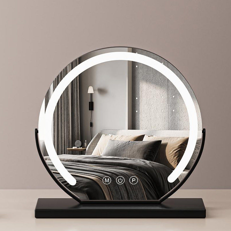 Elegant LED makeup mirror, touch control, perfect for dressing table cosmetic routine.