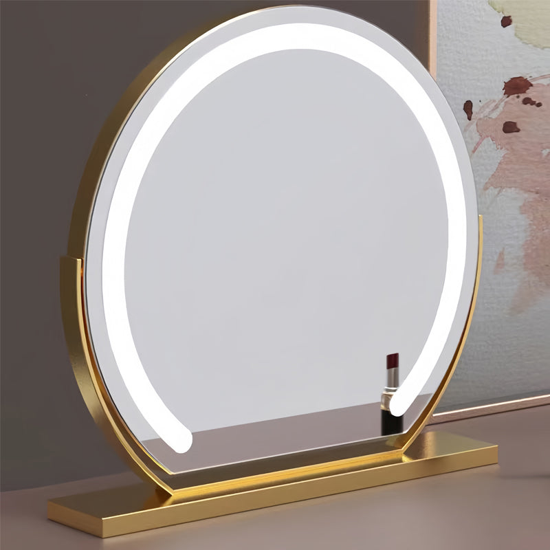 Cosmetic LED mirror for women, touch control, enhancing any dressing table decor.