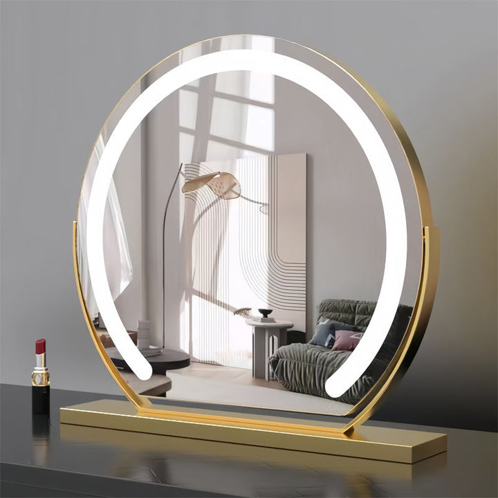 High-tech smart LED makeup mirror, rotating and adjustable, for superior beauty detail.
