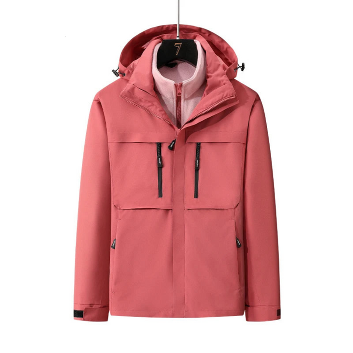 Warm women's ski jacket in soft colors, perfect for cold snow activities