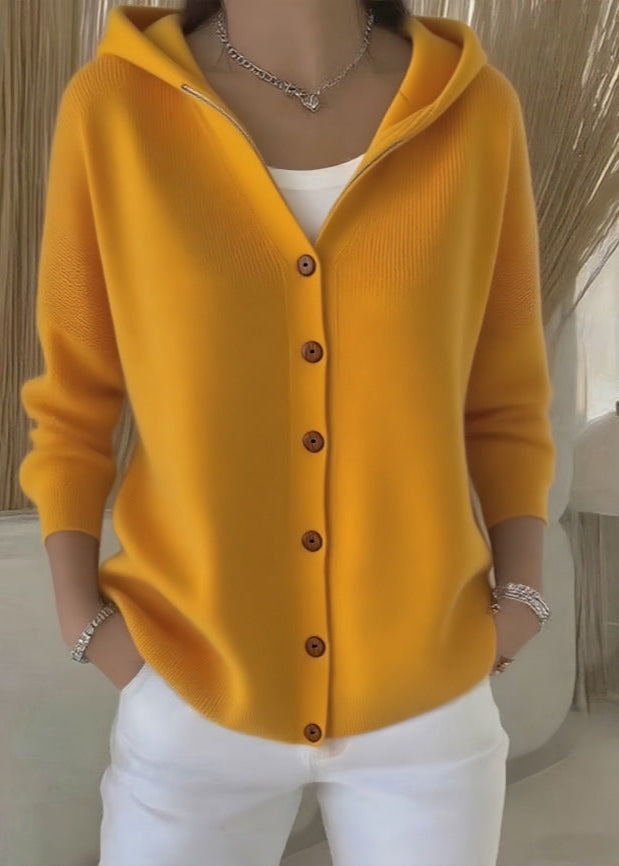 Women's comfortable cotton hooded cardigan with a relaxed fit for casual style.