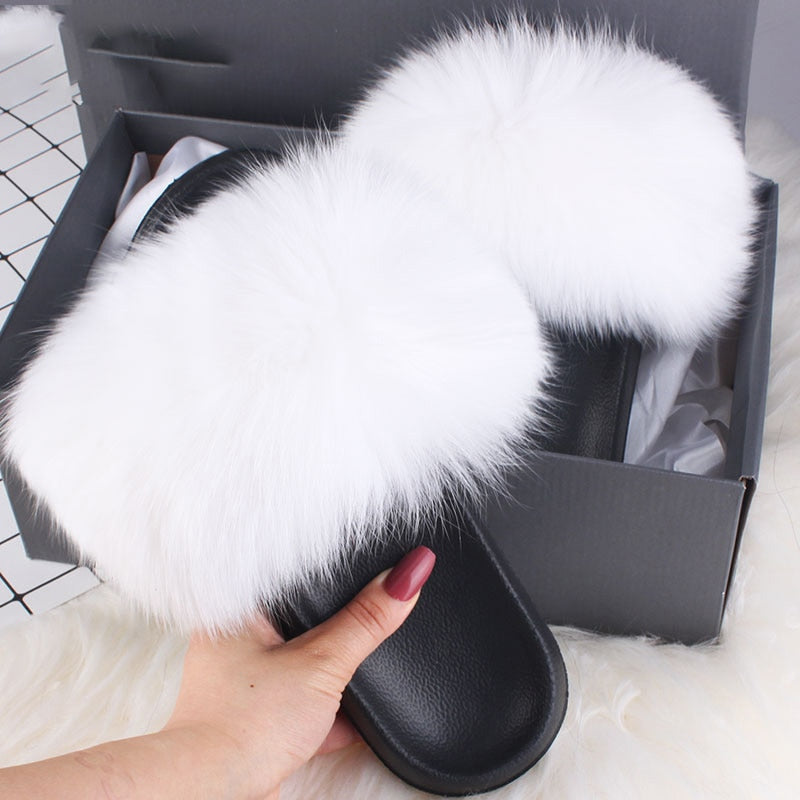 Stylish women's fluffy open-toe plush slippers, soft casual fashion slides for ultimate comfort.