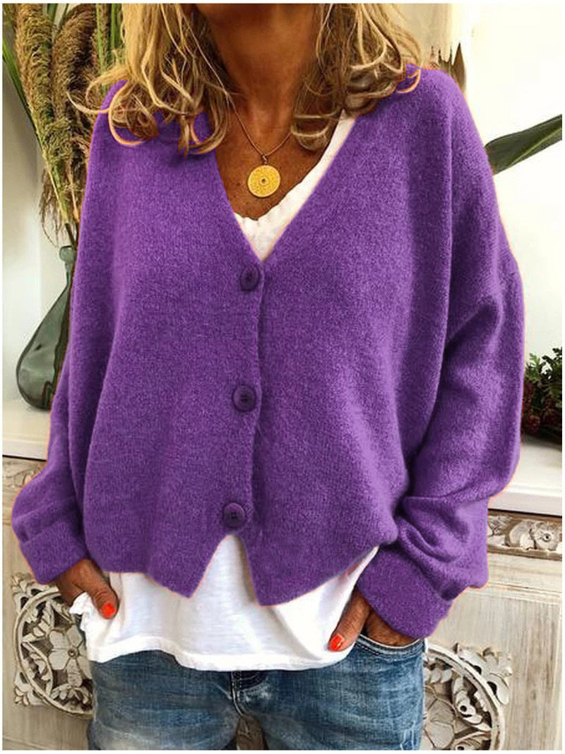 Comfortable ladies' soft knit cardigan, open-front design, perfect for relaxed casual wear.