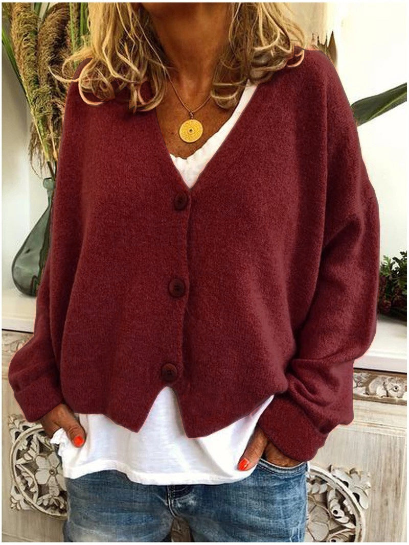 Long-sleeve open-front knit cardigan for women, delivering comfort and a fashionable layered look.