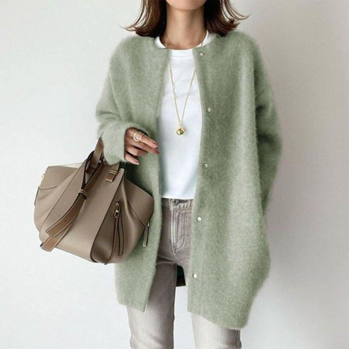 Black button-down long cardigan for women, a versatile and soft knit layering piece.