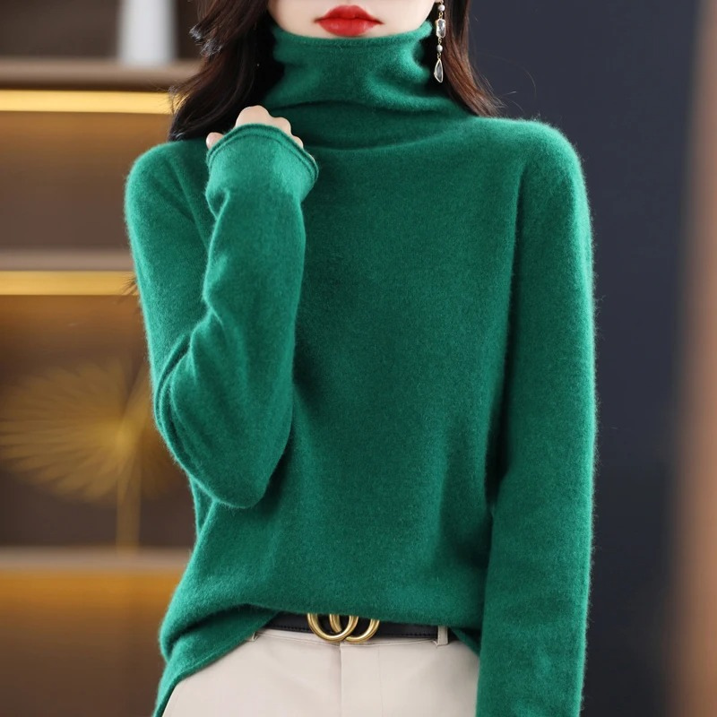 Chic women's soft pullover, an effortlessly elegant roll neck sweater.