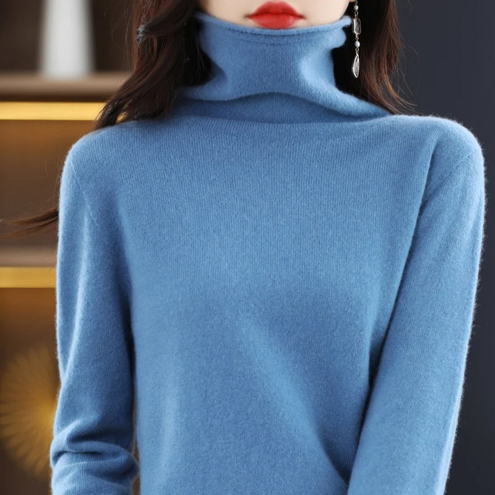 Women's warm long sleeve sweater, roll neck for ultimate comfort & warmth.