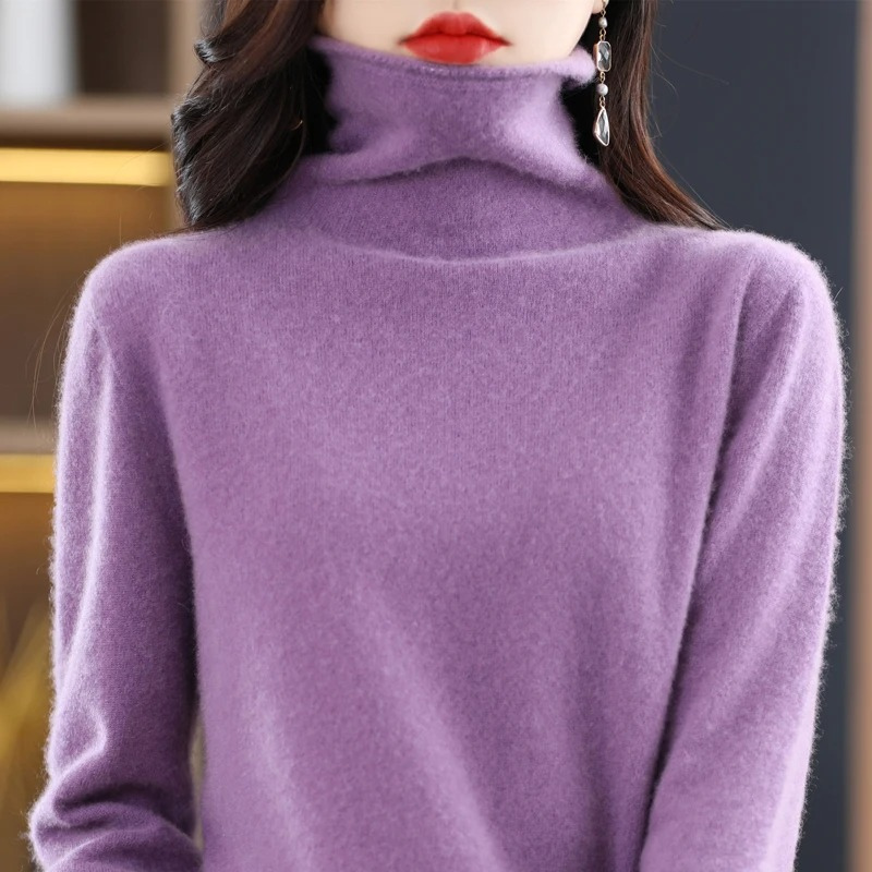 Comfortable women's roll neck sweater, a versatile addition to winter wardrobes.